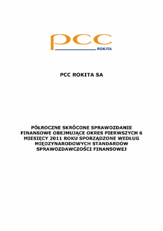 Raport półroczny jednostkowy PCC Rokita SA za 2011